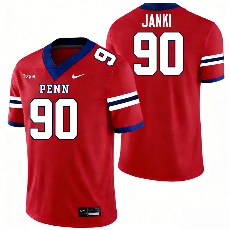 Pennsylvania Quakers #90 Carter Janki College Football Jerseys,Uniforms Stitched-Red